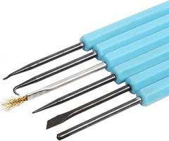 Akozon 1 Set 6Pcs Professional Solder Assist Disassembly Tools Soldering Repair Double Sided Blue Essential Precision Electronics Kit