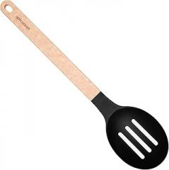 Epicurean Gourmet Series Nylon Slotted Spoon-Natural Handle with Black Head
