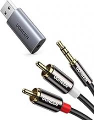 UGREEN 3.5mm to 2RCA Male Cable 6FT and USB to 3.5mm Audio Jack USB External Sound Card Bundle