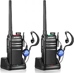 pxton 999S Rechargeable walkie talkies for Adults Long Range with Upgrade earpieces and Charger Dock,GMRS Handheld Two Way radios IP54 Waterproof 10 NOAA CH walkie Talkie (2 Pack)