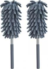 2 PCS Microfiber Duster for Cleaning, Washable Dusters, Extendable Pole, Up to 30 Inch Reachable, Wet and Dry Use Cleaning Tools for Car, Ceiling Fan, Window, Furniture, Office(Blue)