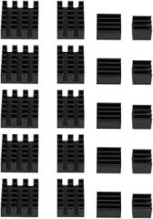 20 Pieces Black Aluminum Heat Sink CPU Cooler with Adhesive Backing - Compatible with Raspberry Pi 2, 3, 4, 3B, and 4B Motherboards and Electronic Components for Thermal