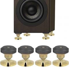 Goldplated Copper Speaker Spike Isolation Pads Set of 4 Minimize Harmful Vibration for Home Audio Sound Enhancement