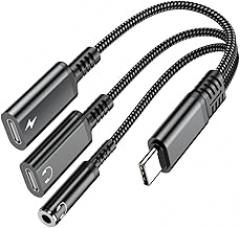 USB C Adapter Fast Charging with Auxiliary Stereo Port for Headphones Smartphones Electronics Aluminum Phone Adapter