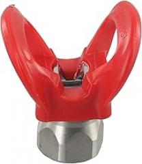 Airless Sprayer Nozzle Seat Guard for Flat Tip Nozzles, G7/8-14 Thread Compatible, Metal & High-Strength Plastic Construction, High-Pressure Spray Accessory(Red)