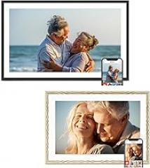 Frameo Digital Picture Frame 2 Pack, 1pc 15.6inch Photo Frame Electronic 32GB Memory, 1920 * 1080 Touch Screen, 1pc 10.1inch 1280 * 800 Digital Photo Frame 32GB Memory, Auto-Rotate, Share Photo Video