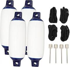 Yacht Accessories 4pcs Boat Fenders 10 X 30 Inches Bumper with 2m Black Rope for Yachts Fishing Boats Pneumatic Tools