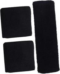 Milisten 1set Sports Wrist Sweatband Men Women Cotton Athletic Headband Wristbands Strong Sweat Absorption for Gym Yoga Basketball More Black Color