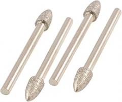 4 x Grinder Accessories 5mm Tapered Nose 3mm Shank Diamond Mounted Point Cutoff Wheels Grinding Bits