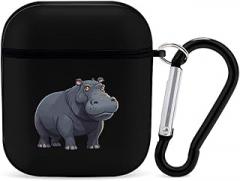Cartoon Hippo Bluetooth Headset Cover Hard Shell Earphone Case Protective Case Cover Compatible with Airpods 1/2