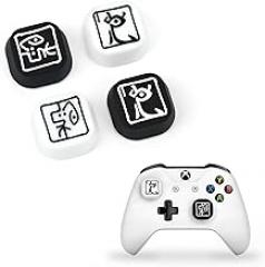 DLseego 4PCS Thumb Grips Caps Design for NS Pro/PS5/PS4/Xbox Console, Soft Silicone Analog Controller Protective Anti-Slip Covers 4PCS Button Joystick Caps-White & Black Kingdom Medallion