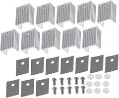 HOMSFOU 20pcs Aluminum Heat Sink Kit for Electronic Devices Radiator Excellent Thermal Conductivity Lightweight Design for Quick Installation for Insulation Applications