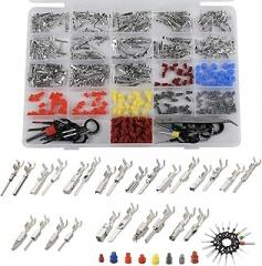 500 Pcs Tin-Plated Copper Connector Pins Kit with 260 Terminal Pins in 1/1.5/1.8/2.2/2.8/3.5 mm and 240 Wire Seals, Easy Crimp or Solder Automotive, DIY, and Electronic Repairs