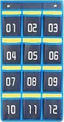 Over The Door Organizer, Cell Phone Hanging Classroom Pocket Chart, 6 Pocket Hanging Wall and Door Organizer, Large Capacity, for Jewelry, Small Electronics, and Earbuds(12)
