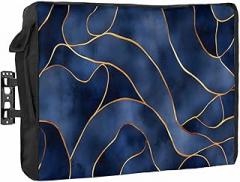 Navy Blue Marble Outdoor TV Cover 30 to 32 inch Weatherproof, Modern Abstract Gold Geometric Waterproof TV Screen Protector Outdoor TV Enclosure with Remote Control Pocket