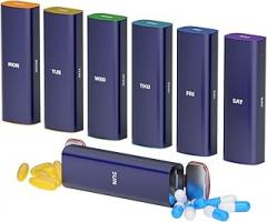 Weekly Pill Organizer 2 Times a Day, KANGYAN Aluminum Alloy Travel Pill Box 7 Day, Am Pm Twice Daily Pill Case, Pill Holder Container for Vitamin, Medicine, Supplement, Fish Oil