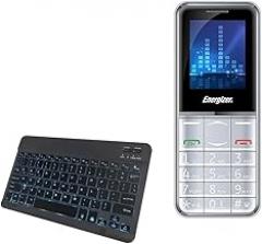 BoxWave Keyboard Compatible with Energizer E4 - SlimKeys Bluetooth Keyboard - with Backlight, Portable Slim LED 7 Colors - Jet Black