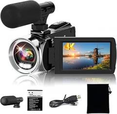 4k HD Dight Camera Electronic Anti Shake Handheld with Microphone 18x Zoom Cameras Student Campus 48mp Portable Vlog Camcorder(Without Memory Card)