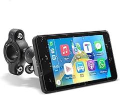 5 Inch Motorcycle with Carplay GPS Navigation System with Apple with Carplay and Android Auto Portable Screen with Dual Bluetooth, Navigation, Siri, Google Assistant