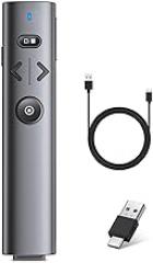 2 in 1 USB Type C Presentation Clicker with Green Pointer, Rechargeable Wireless Presenter for PowerPoint Presentation Pointer PPT Clicker, 2.4GHz Presenter Remote Slide Advancer for Computer MacBook