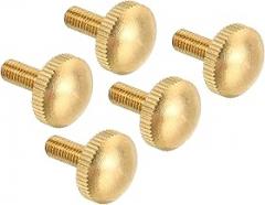 M5x15mm Knurled Thumb Screws, 5 Pack Flat Tip Brass Bolts Grip Knobs Fasteners with Straight Shoulders for Lighting Furniture Electronic Mechanical