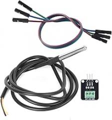 Digital Temperature Sensor Module Board Kit High Precision Thermal Sensor Electronic Component for Projects with 3P Cable Metal Construction