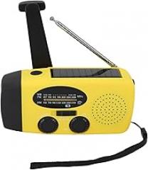 Matybobe Solar Hand Crank Emergency Radio with Power Bank LED Light (Yellow)