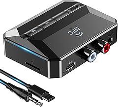 KAIY Bluetooth Receiver for Home Stereo, Bluetooth to RCA Adapter with NFC-Enabled, 3.5mm Audio Adapter Support USB Flash Drive/TF Card, Wireless Audio Receivers for HiFi Music Stereo System