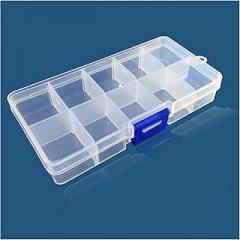 Liudan Tool Box Colourful Portable Tool Box Removable 10 Slots Storage Container Jewellery Ring Electronic Parts Screw Beads Organiser Plastic Case Tool Box (Color : White+Bule)