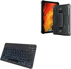 BoxWave Keyboard Compatible with Blackview Active 8 Pro - SlimKeys Bluetooth Keyboard - with Backlight, Portable Slim LED 7 Colors - Jet Black