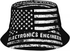 MULIHU Electronics Engineer American Flag Bucket Hat for Women Men Bucket Hats Summer Sun Hats Beach Travel Fishing Golf Cap Black