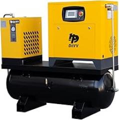 DAVV PM Variable Frequency Drive Rotary Screw Air Compressor System – 10HP/7.5KW, 39CFM @125PSI, 80 Gallon ASME Tank with Refrigerated Dryer – Single or Three-Phase (208-230V) Industrial Base