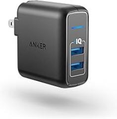 USB Charger, Anker Elite Dual Port 24W Wall Charger, PowerPort 2 with PowerIQ and Foldable Plug, for iPhone 11/Xs/XS Max/XR/X/8/7/6/Plus, iPad Pro/Air 2/Mini 3/Mini 4, Samsung S4/S5, and More