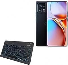 BoxWave Keyboard Compatible with Motorola Edge+ (2023) - SlimKeys Bluetooth Keyboard - with Backlight, Portable Slim LED 7 Colors - Jet Black