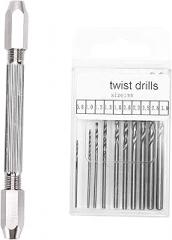 Respicefinem Double Hand Drill Proof Durable 2 Collet Design 3 Jaw Collet Ergonomic Handle with Twist Bit Hand Drill Set Suitable for Electronic Assembly Tool Making Model Making