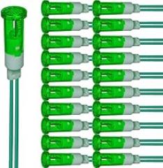 20pcs LED Indicator Light 10mm Energy Saving LED Indicator Light Voltage AC/DC 12-24V Current Square Mounting Hole Size 10mm (Green)