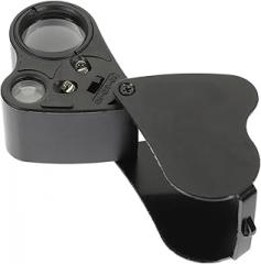 TEHAUX Portable Jewelry Magnifier with LED Light Zoom Ergonomic Shell Lens Gems Loupe for Electronic Repair Precision Work