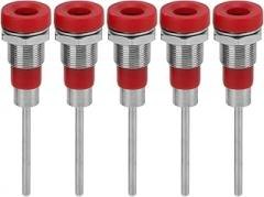 Respicefinem 5Pcs Banana Socket 4mm Plug Jack Plated Brass Terminal Post Set Kit Ideal for Electronic Test Equipment to Terminate Or Connect Single Cable Or Test Cable (Red)