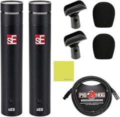 sE Electronics sE8 Small-Diaphragm Condenser Microphone - Pair Bundle with Pig Hog PHM10 8mm Mic Cable Polishing Cloth