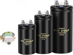 Aluminum Screw Audio Filtering Electrolytic Capacitor 105℃ CD136 Bolt Capacitors 63V 100V 250V 400V 450V CE105℃ 2000H (Size : 100V10000UF 50x80)