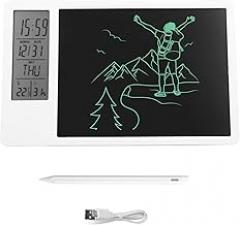 ZH 10 Electronic Calendar Writing Board, Digital Handwriting Tablet with LCD Screen, Desktop Display for Memos Alarms Temperature Humidity, Type C Rechargeable ABS Drawing