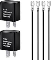 12V Speed Adjustable 2 Pin Direct Replacement Compatible LED Electronic Flasher Relay fix CAR and Motorcycle Turn Signal & Hazard Warn Hyper Flash Relay（Black)