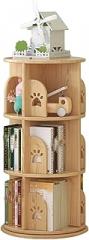 360° Rotating Bookshelf Tower,Floor-Standing Display Book Shelf,2-6tiers Wooden CD Rack for Small Space,Easy Assemble for Bedroom Study Room,2 Tiers