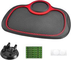 Multifunction Car Anti-Slip Mat, Rotatable Auto Phone Holder Anti Skid Pad with Temporary Parking Number, Universal Extra Large Dashboard Pad for Keys Coins Electronic Devices