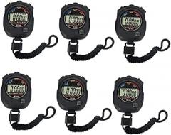 Balacoo 6Pcs Timer Electronic Stopwatch for Sports Referees Gym Training Black Multifunctional Timing Device