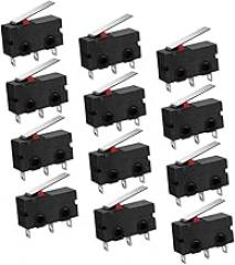 GLEAVI 12pcs Precision Compact Micro Limit Switches Push Button Toggle Levers Self-Locking Knob Switch for Electronics