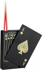 Jet Torch Lighter, Ace Card Red Flame Lighter, Metal Poker Design Windproof Refillable Butane Cool Lighter, Outdoor, Indoor, Camping, BBQ, Candle, Birthday, Gift for Men/Women (Without Gas)