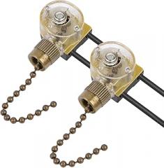 Replacement Speed Control Switch, 2 Pack Zing Ear ZE-109 Ceiling Fan Switch, ON-Off Fan-Light Pull Chain Switch Compatible with Hunter Ceiling Fans Light, Lamps and Wall Lights (Bronze Pull Chain)