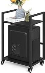SEHERTIWY 2 Tier Computer Tower Stand, Black CPU Holder Cart with Rolling Caster Wheels, Mobile PC Tower Stand for Office Home Studio