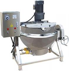 Jacketed Kettle 13.2Gallon/50L Sandwich Pot Large Electronic Tilting Sugar Jam Gas Boiling Machine Commercial Electric Jacketed Pot with Stirring and Edge Scraping 220V Three-phase 750W